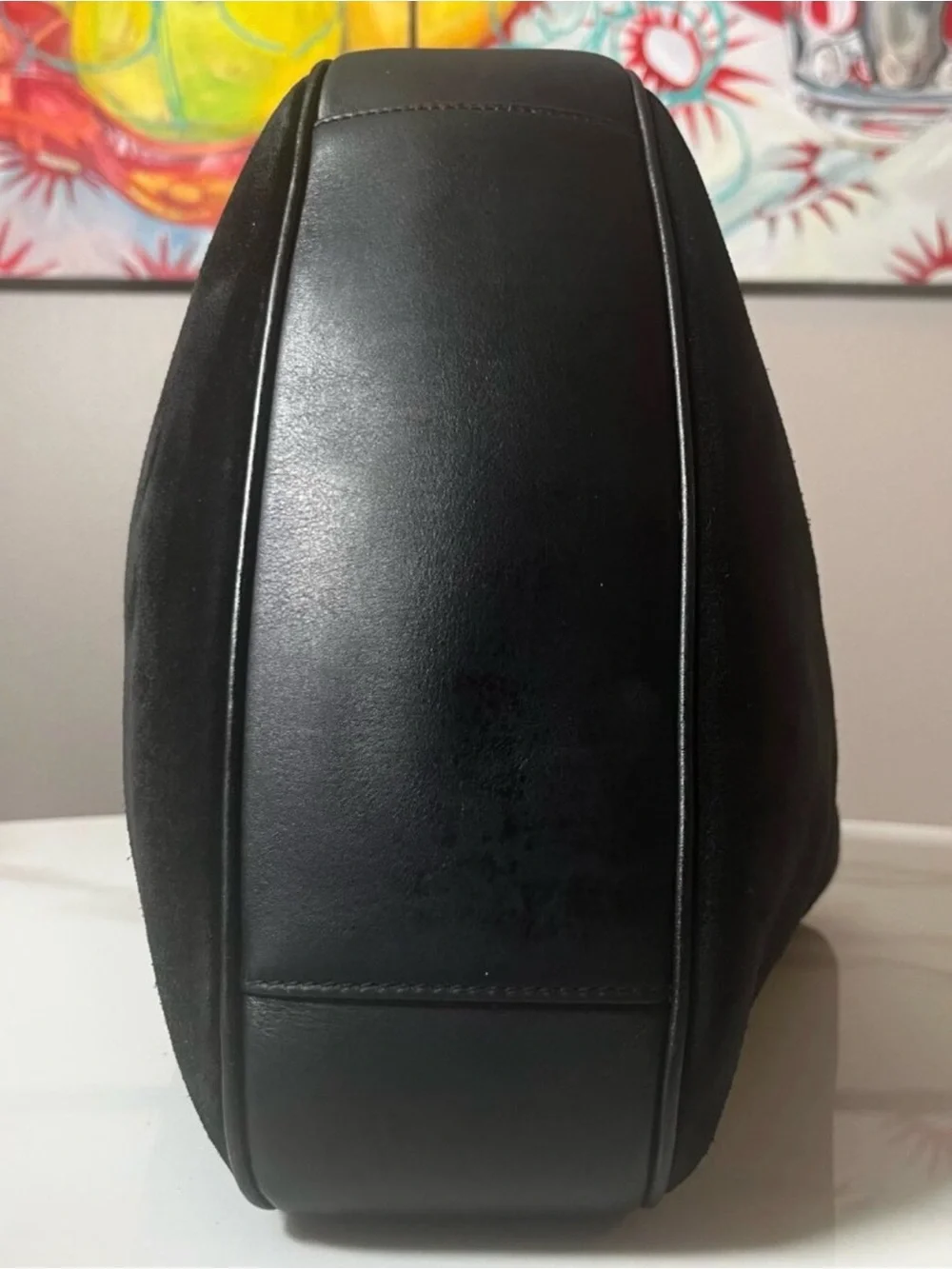 GUCCI 90s Tom Ford Suede Bohemian Natural Bamboo Wood Handle Hobo Bag Vintage